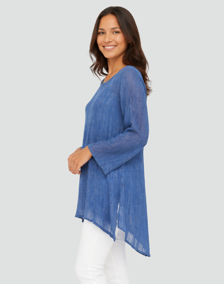 Women's oversized linen tunic with long sleeves