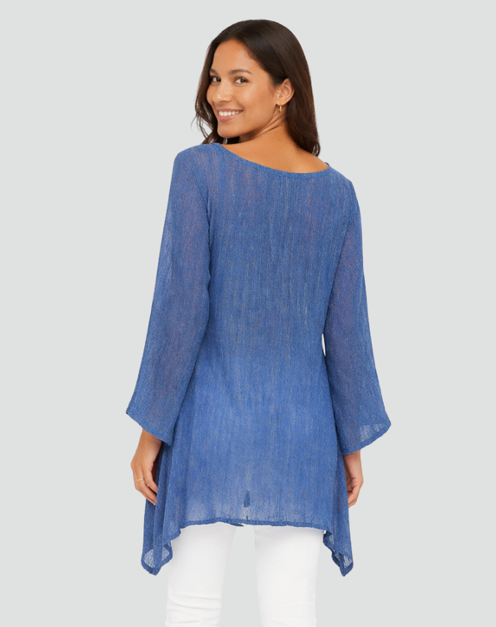 Women's oversized linen tunic with long sleeves