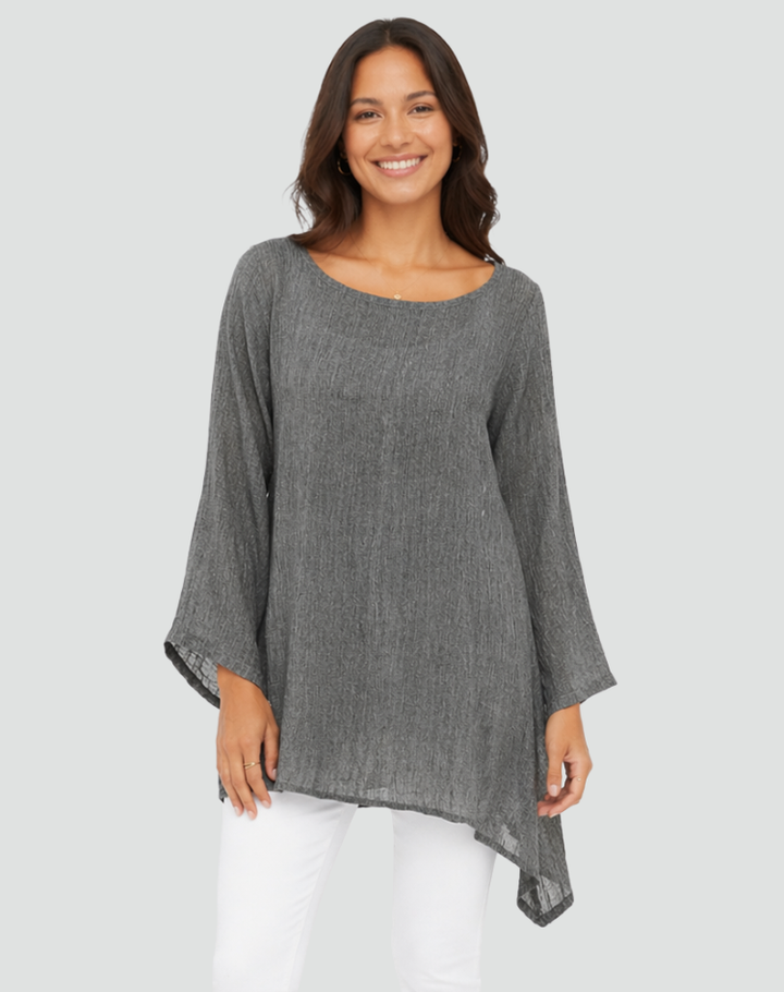 Women's oversized linen tunic with long sleeves