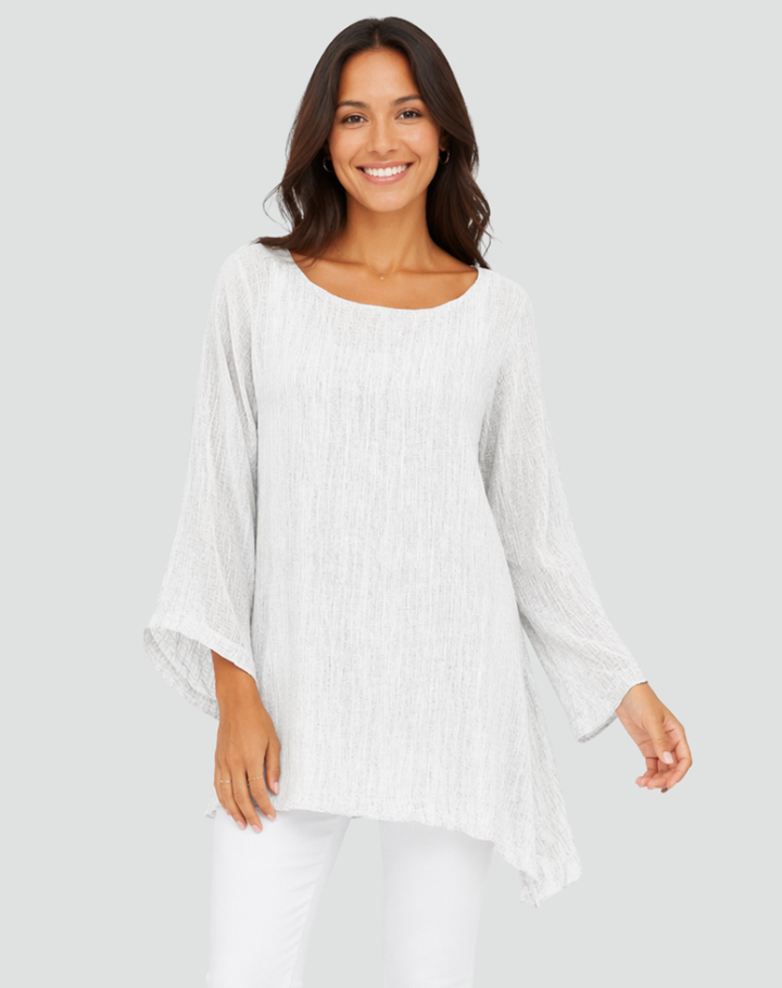 Women's oversized linen tunic with long sleeves
