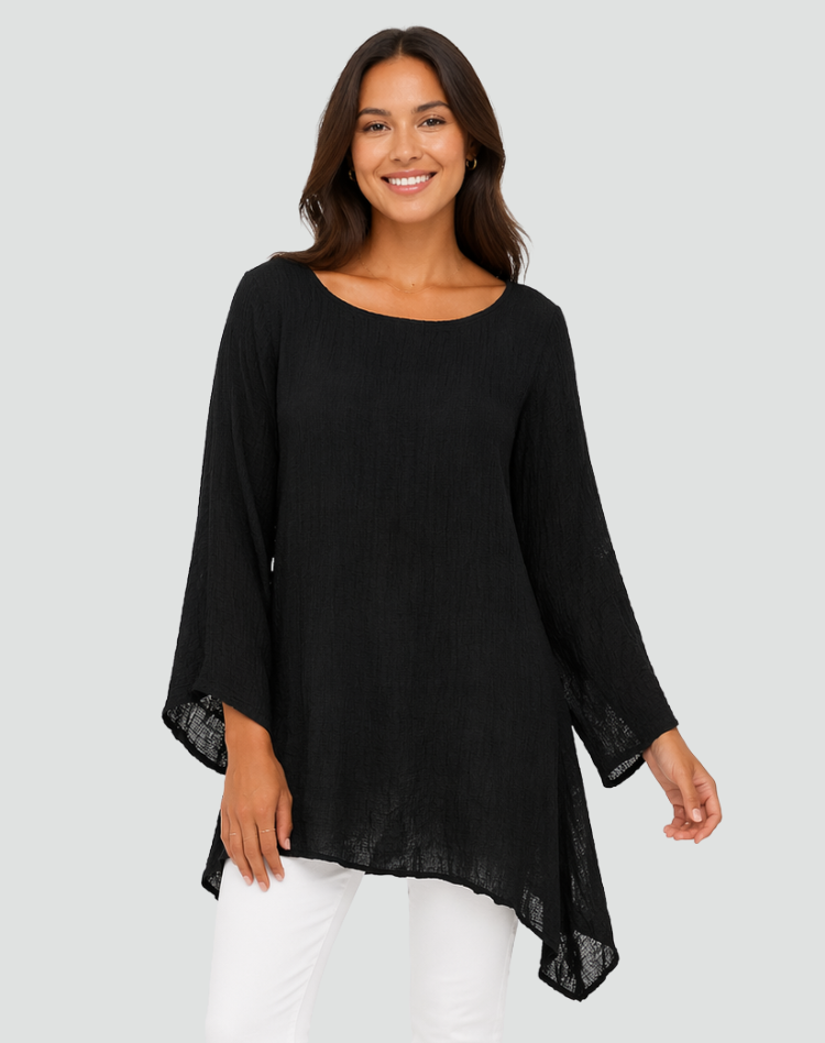 Women's oversized linen tunic with long sleeves