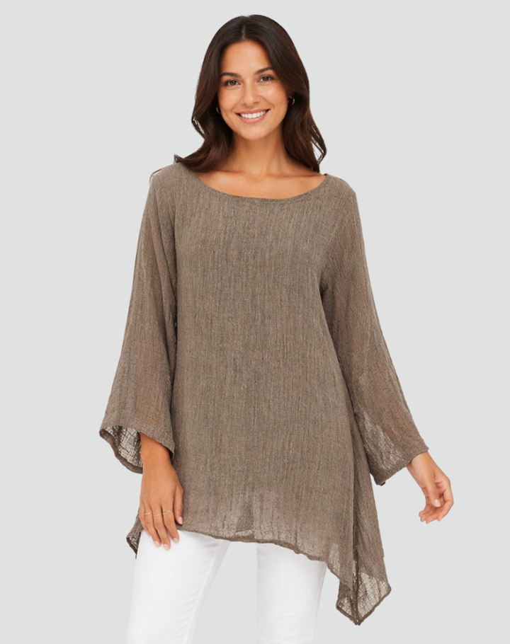 Women's oversized linen tunic with long sleeves