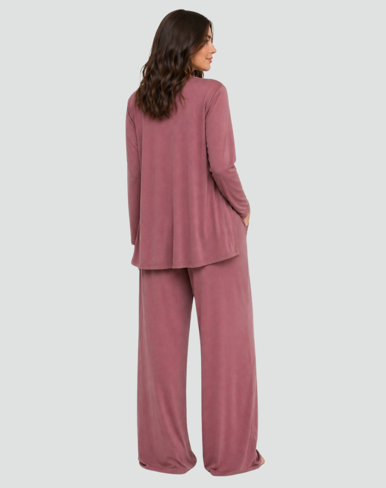Ensemble femme 3 pièces avec cardigan et pantalon large