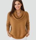 Women's loose-fitting sweater with a soft turtleneck