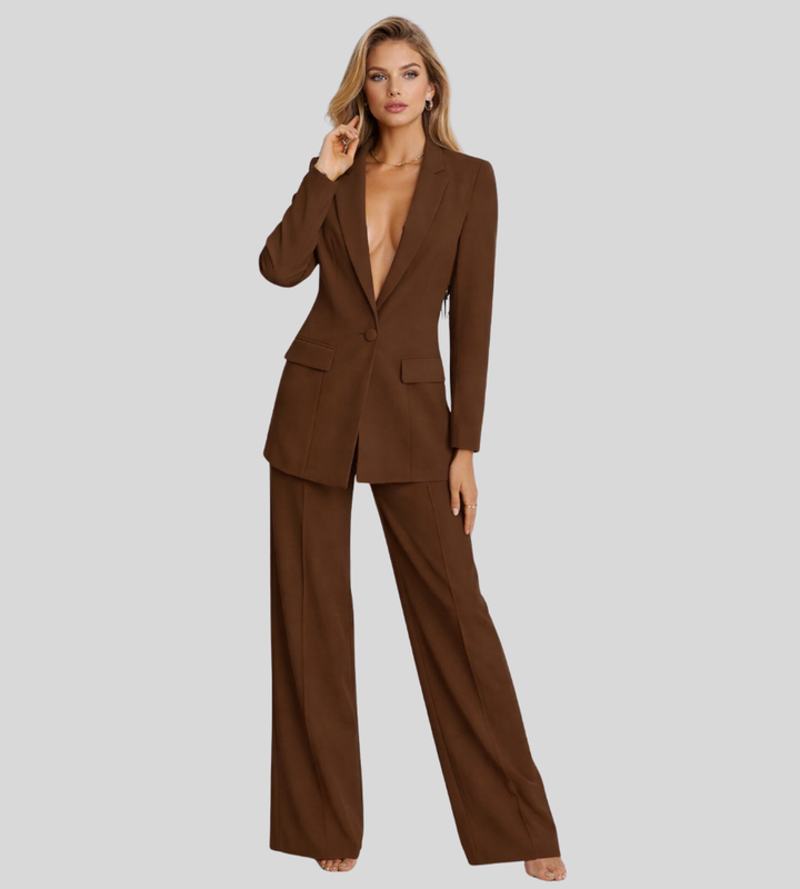 Women's modern business suit with a blazer and wide pants