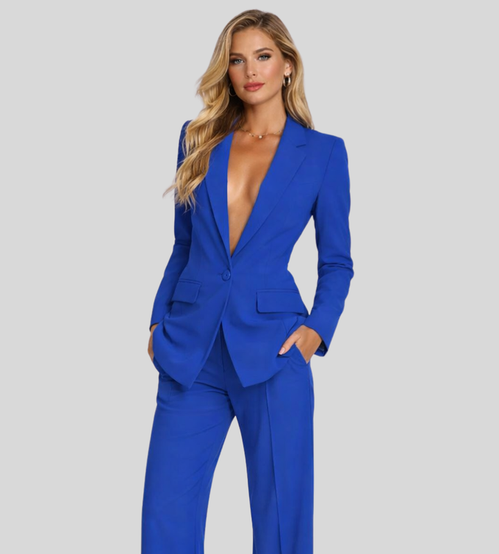 Women's modern business suit with a blazer and wide pants