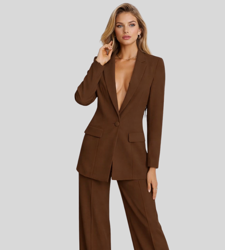 Women's modern business suit with a blazer and wide pants