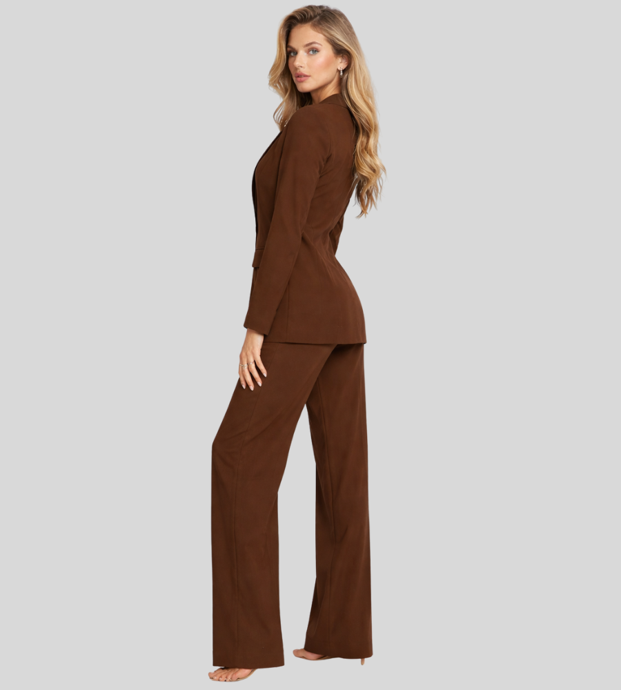 Women's modern business suit with a blazer and wide pants