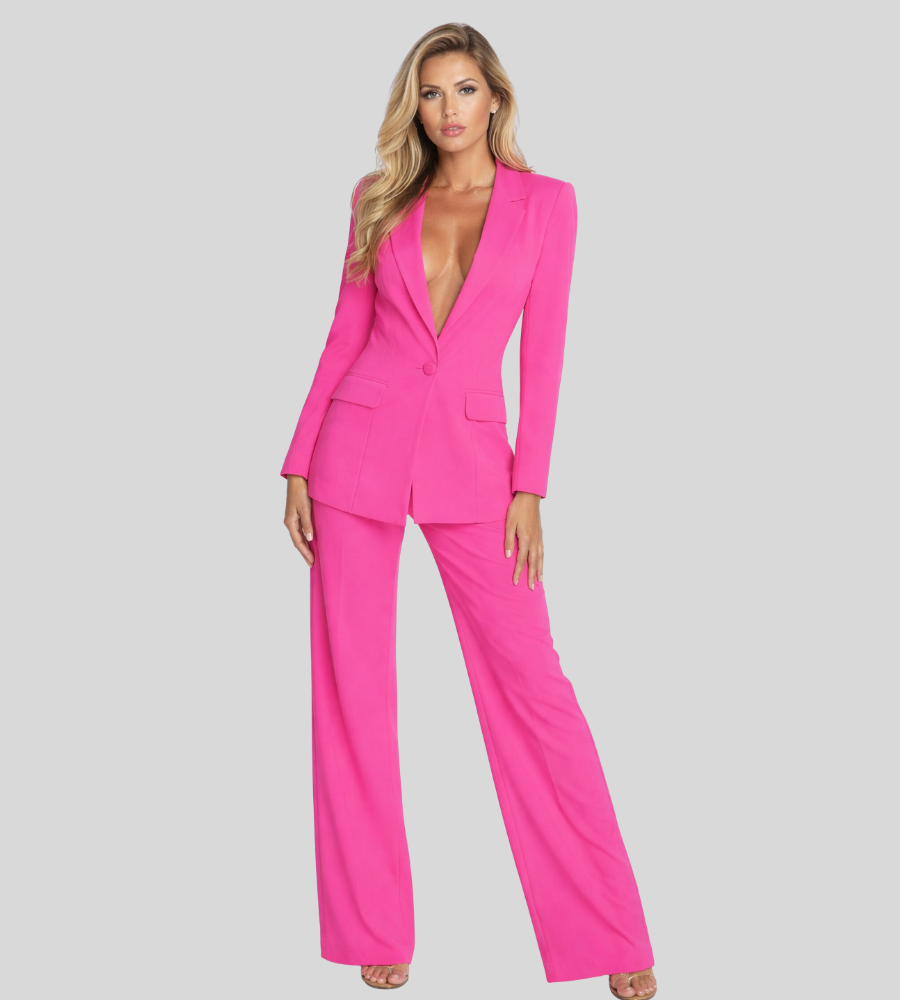 Women's modern business suit with a blazer and wide pants