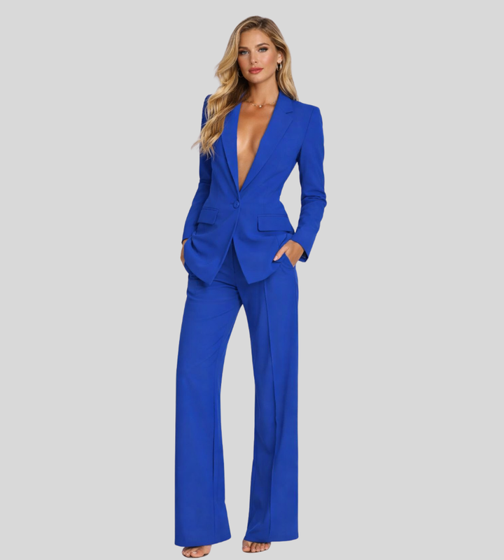 Women's modern business suit with a blazer and wide pants