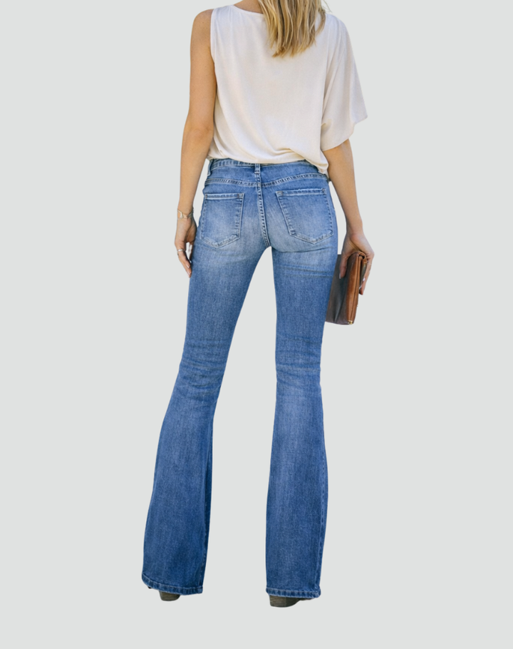 Damskie jeansy flare w stylu vintage z wysokim stanem kobiecym