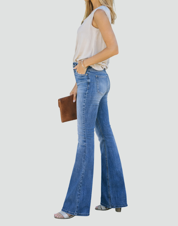 Damskie jeansy flare w stylu vintage z wysokim stanem kobiecym