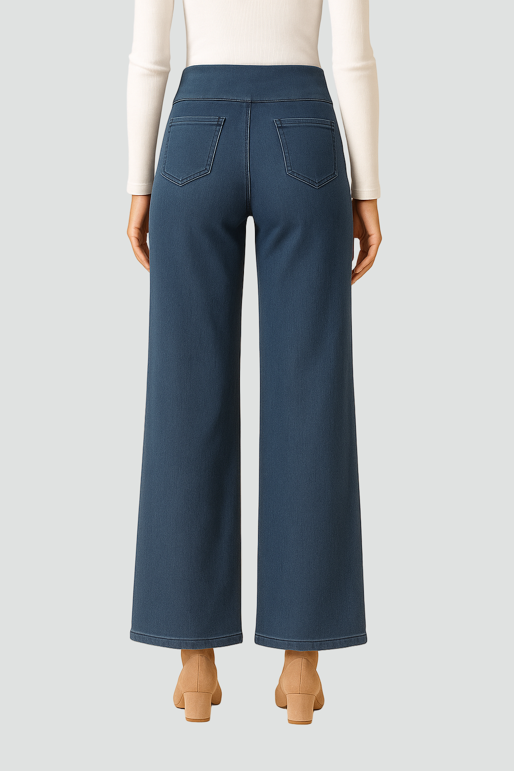 Damskie jeansy z wysokim stanem szerokie nogawki elastyczne