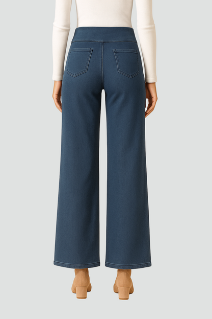 Damskie jeansy z wysokim stanem szerokie nogawki elastyczne