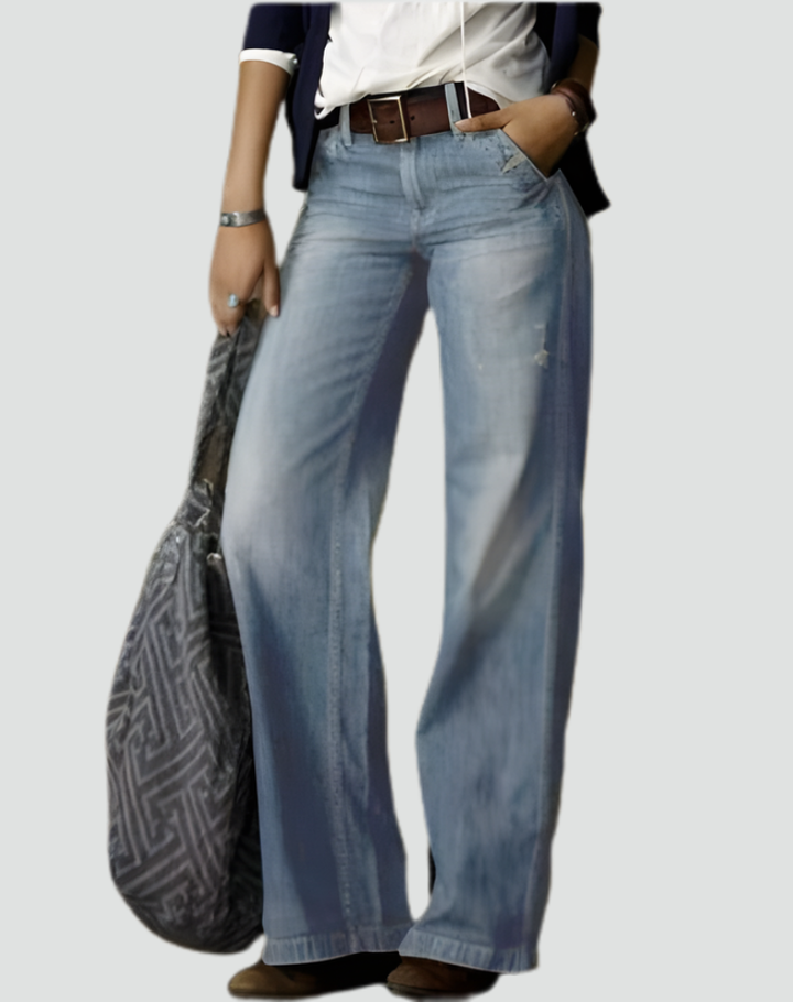 Jeans classiques pour femmes à coupe droite avec grand confort