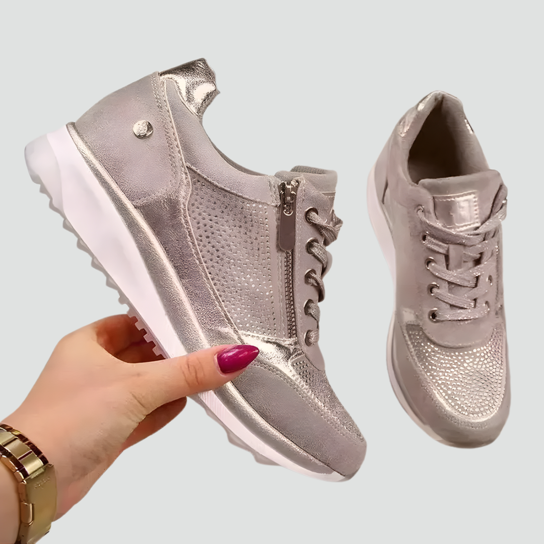 Women's orthopedic sneakers with zipper and cushioning