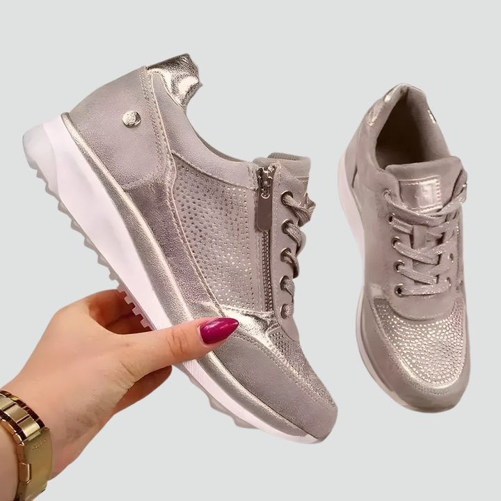 Women's orthopedic sneakers with zipper and cushioning