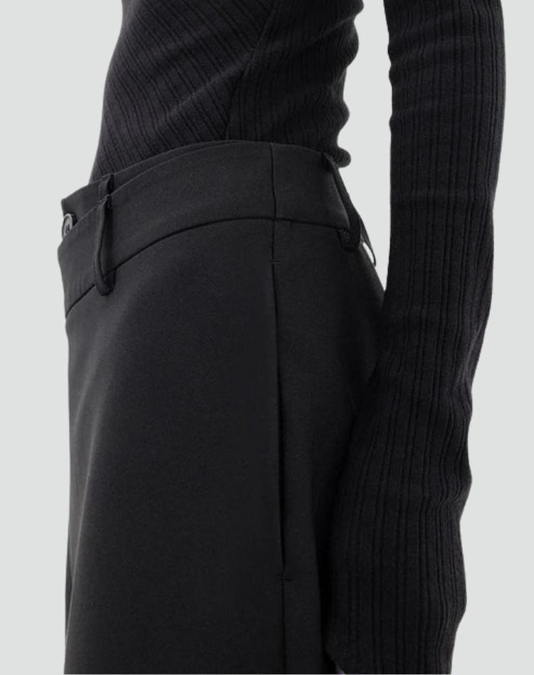 Women's modern wide-leg pants with an asymmetrical front