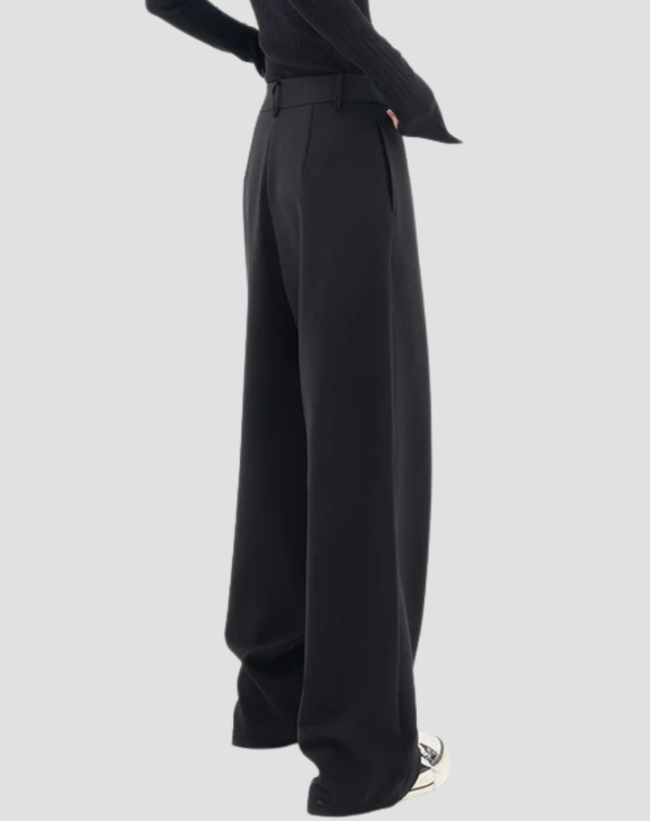 Women's modern wide-leg pants with an asymmetrical front