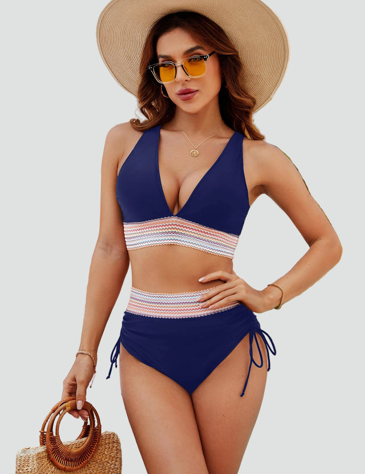 Letni modelujący damski bikini dwuczęściowy z wysokim stanem