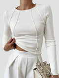 Women's basic slim fit top blouse with long sleeves