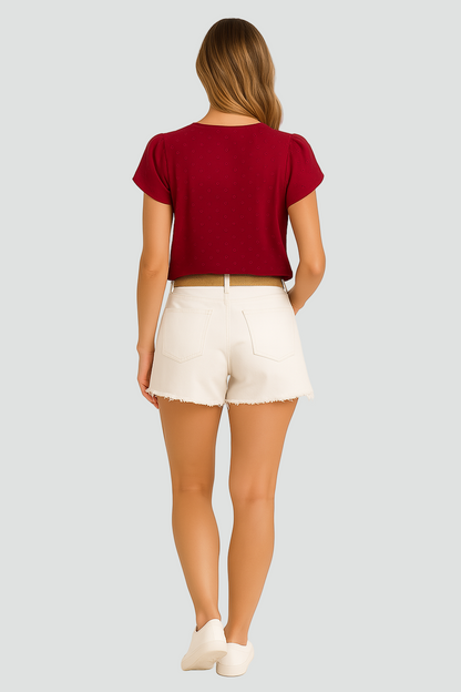 Delikatna Zwiewna Romantyczna Damska Bluzka z subtelnym wzorem