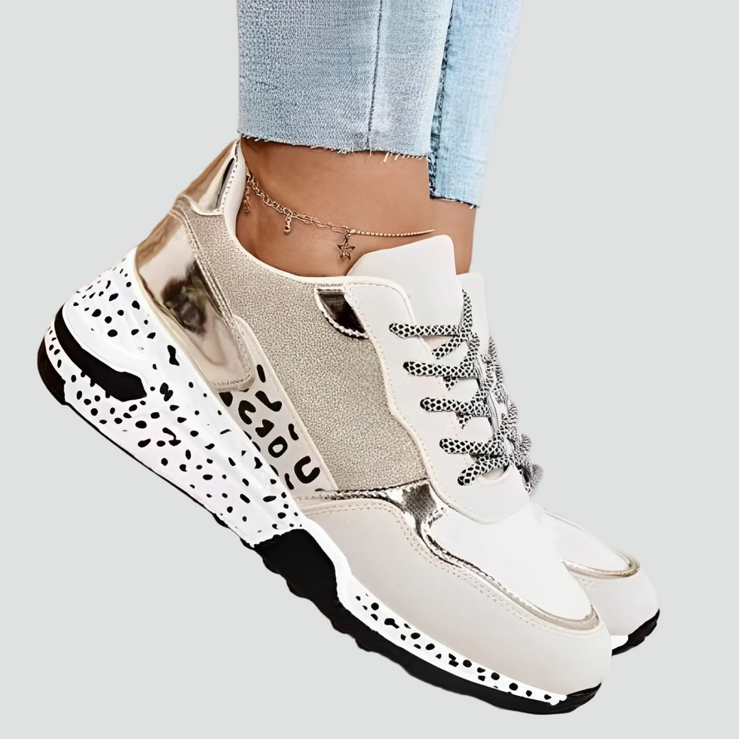 Damskie sportowe sneakersy casual na grubej nakrapianej podeszwie