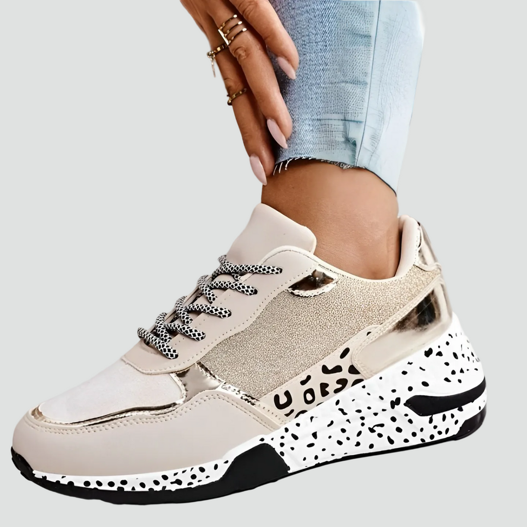 Damskie sportowe sneakersy casual na grubej nakrapianej podeszwie