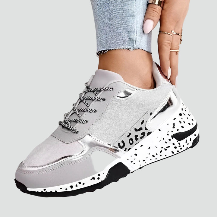 Damskie sportowe sneakersy casual na grubej nakrapianej podeszwie