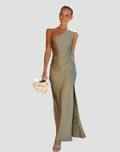 Fitted long one-shoulder cocktail dress perfect for weddings