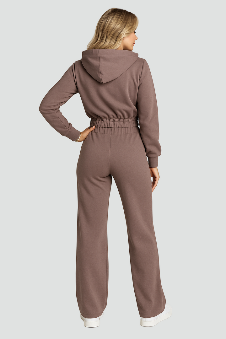 Dresowy loungewear komplet damski z bluzą na zamek i spodniami