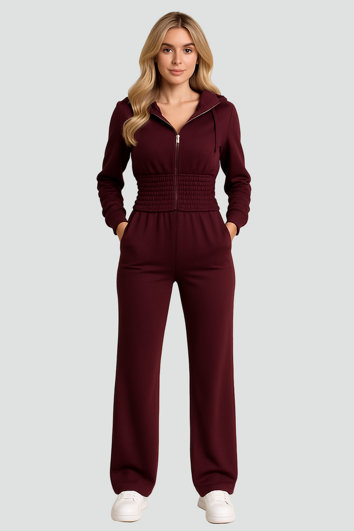 Dresowy loungewear komplet damski z bluzą na zamek i spodniami