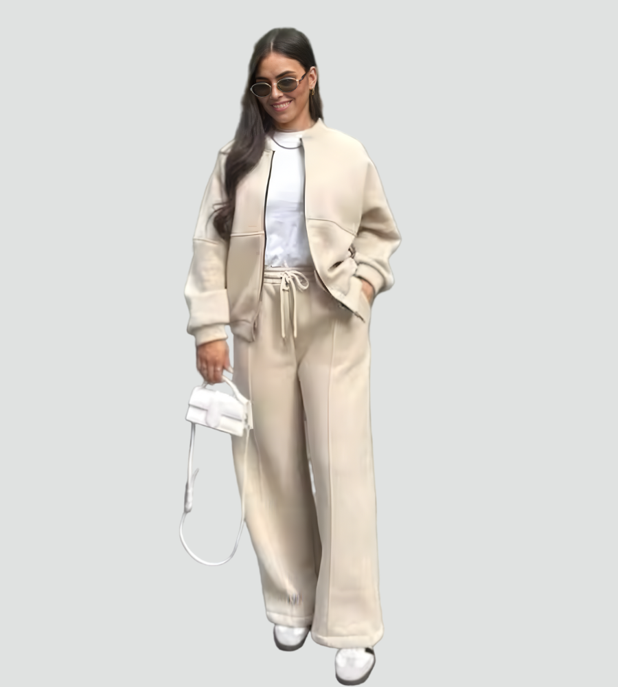 Dresowy komplet damski oversize z szerokimi nogawkami