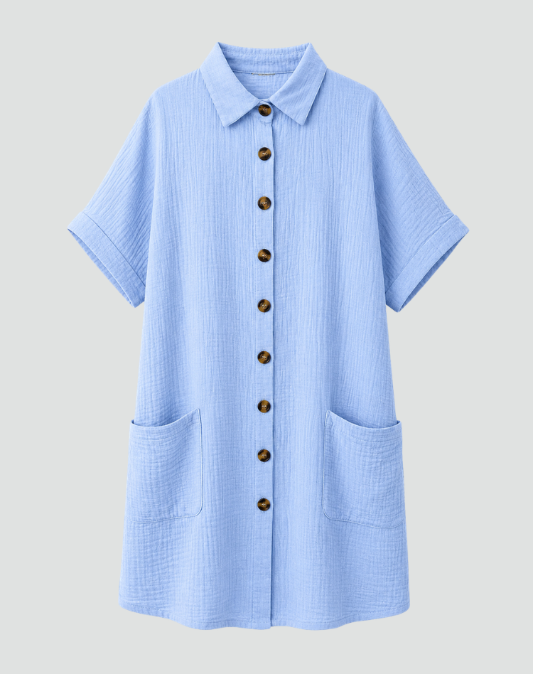 Summer midi shirt dress with buttons and pockets for parties
