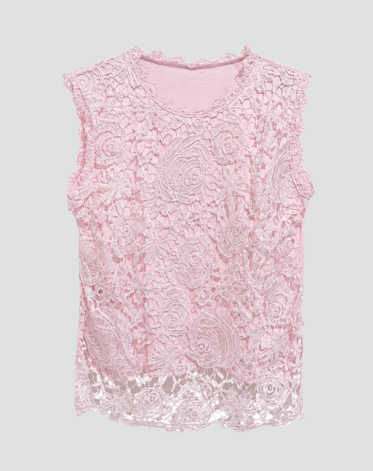 Lace sleeveless formal blouse with an elegant cut