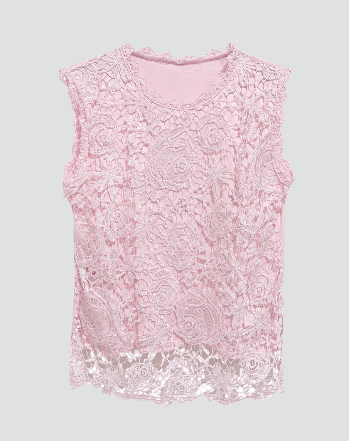 Lace sleeveless formal blouse with an elegant cut