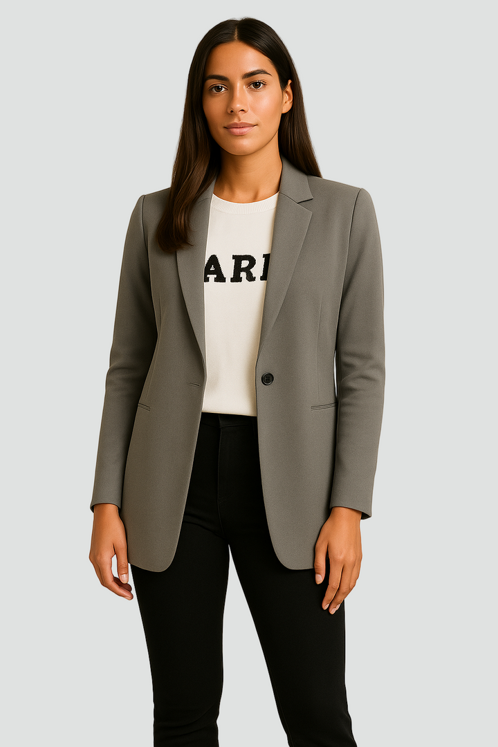 Dwurzędowa marynarka damska o klasycznym kroju z klapami