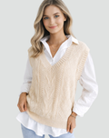 Gilet en tissu tricoté pour femmes avec encolure en V