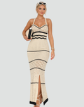 Knit women's maxi bodycon dress with straps for gala