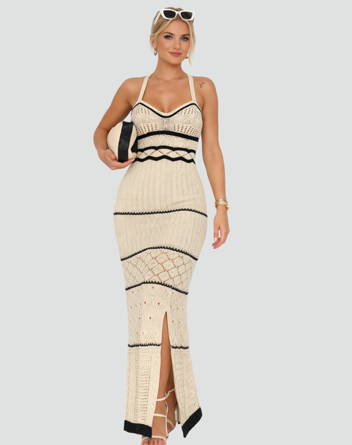 Dzianinowa sukienka maxi bodycon na ramiączkach gala