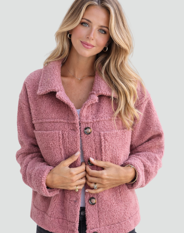 Ciepła koszulowa kurtka damska z miękkiego fleece