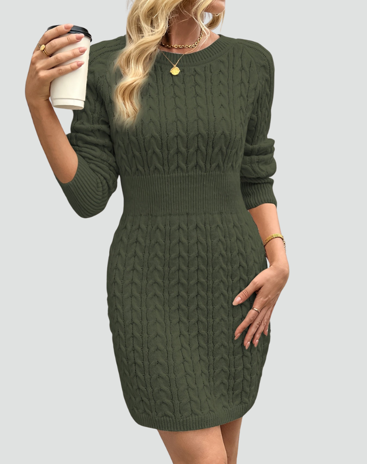 Dzianinowa sukienka swetrowa mini z długim rękawem dla kobiet