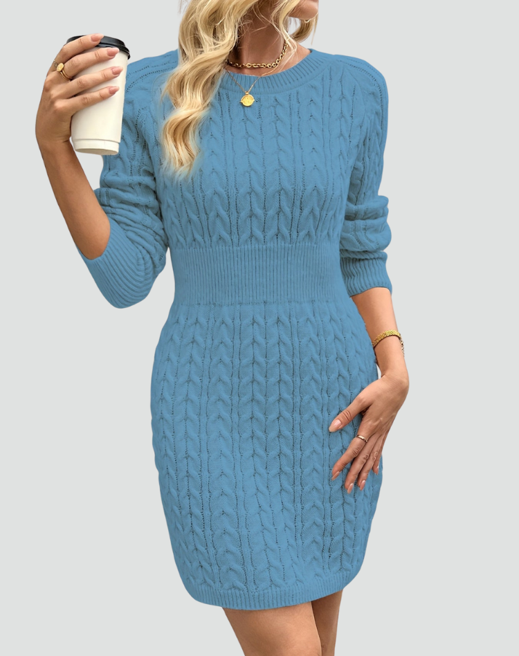 Dzianinowa sukienka swetrowa mini z długim rękawem dla kobiet