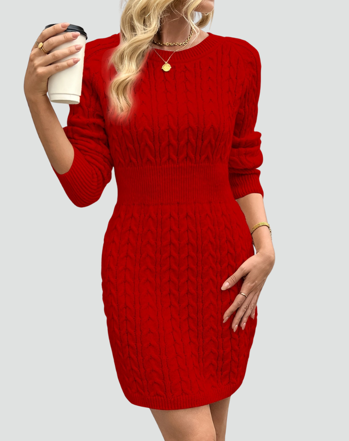 Dzianinowa sukienka swetrowa mini z długim rękawem dla kobiet