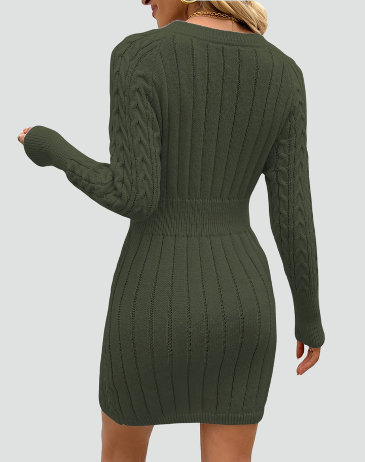 Dzianinowa sukienka swetrowa mini z długim rękawem dla kobiet