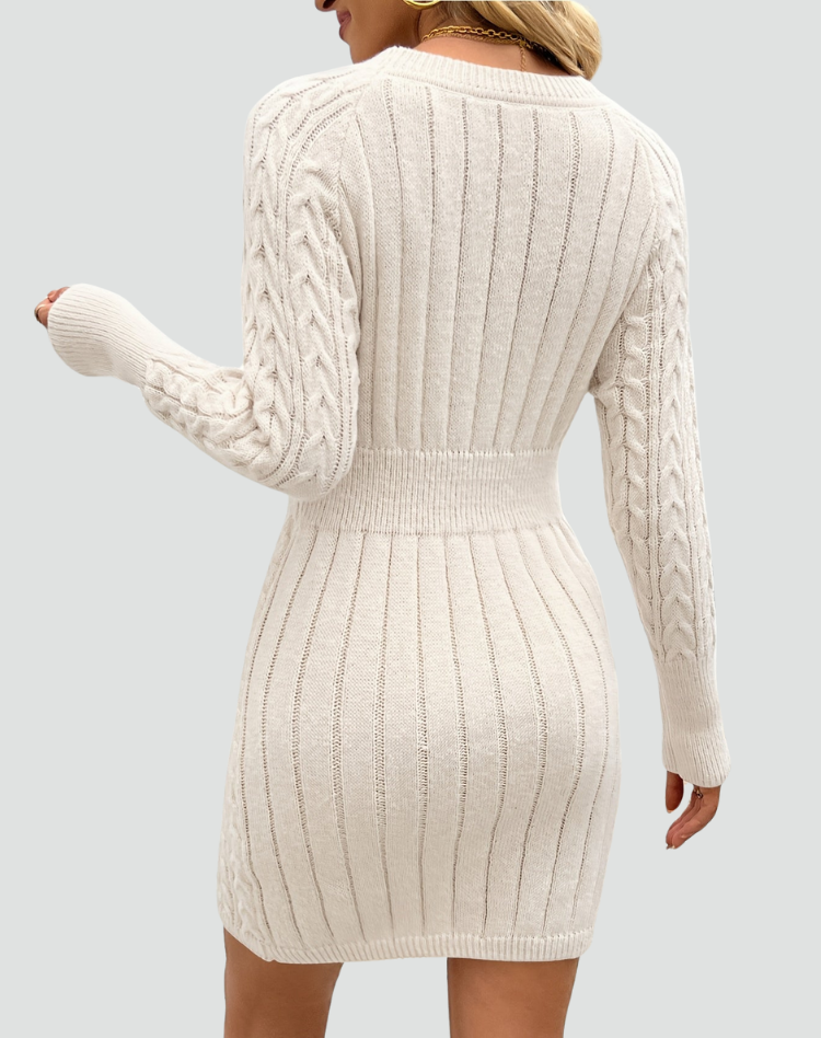 Dzianinowa sukienka swetrowa mini z długim rękawem dla kobiet