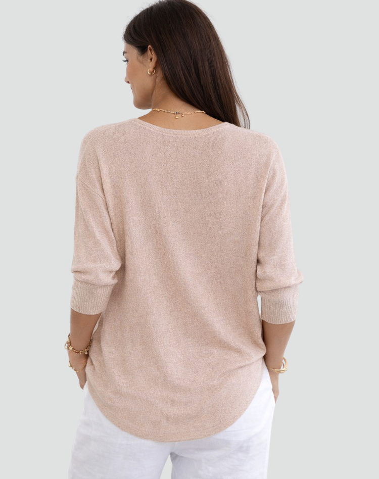 Knit tunic with V-neck and loose fit