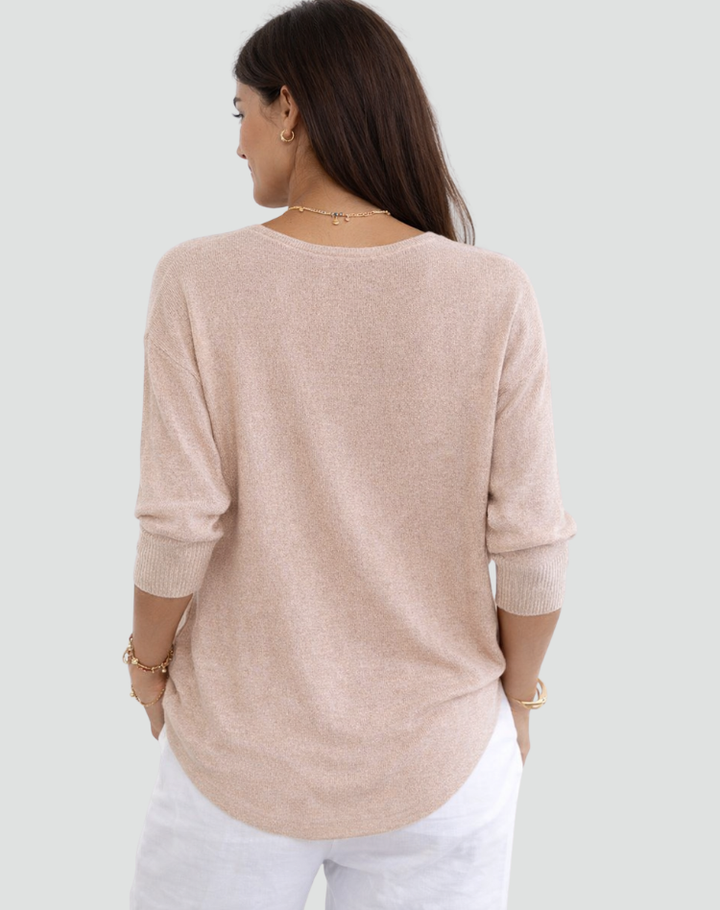 Knit tunic with V-neck and loose fit
