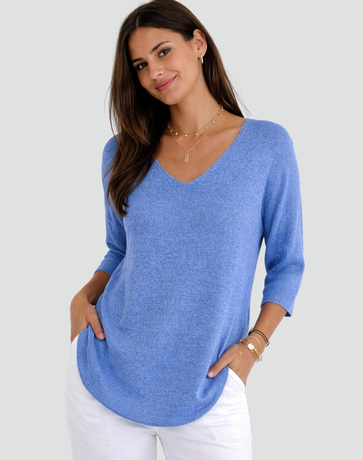 Knit tunic with V-neck and loose fit
