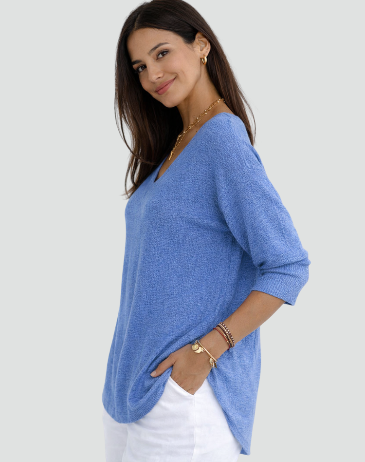 Knit tunic with V-neck and loose fit